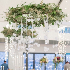 Greenery Chandeliers with Hanging Hearts