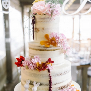 Semi Naked Wedding Cake with Bunny Topper