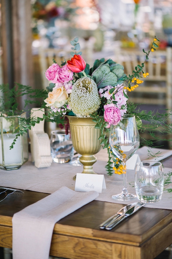 Table Decor with Bright Flowers