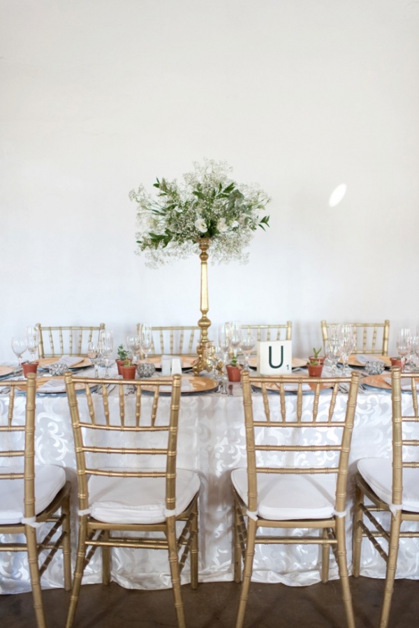 Classic wedding table with scrabble table number