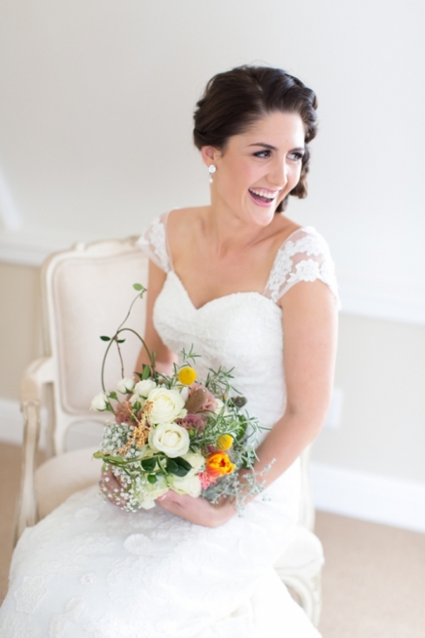 Bride with bright bouquet