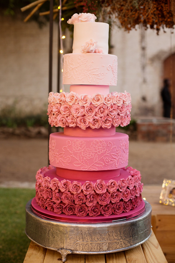 Pink Ombre Wedding Cake