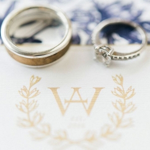 Rings with Gold Monogram Stationery