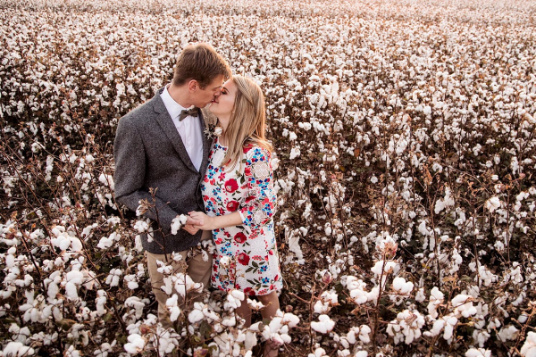 Engagement Shoot in Cotton Field