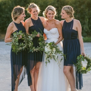 Bridesmaids with Wreath Bouquets