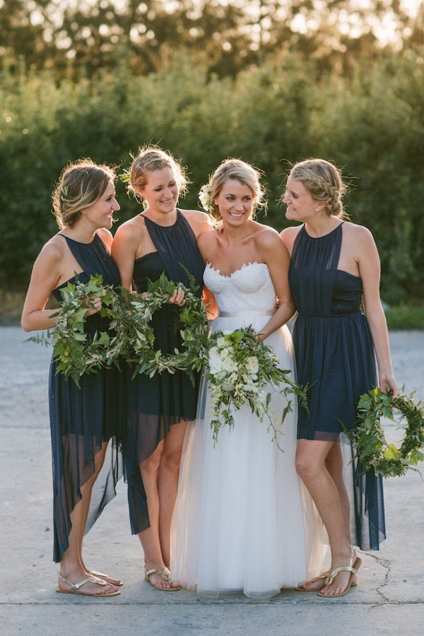 Bridesmaids with Wreath Bouquets