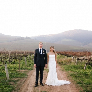 Bride and Groom in Vineyard