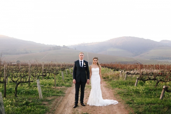 Bride and Groom in Vineyard