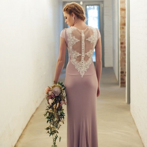Lace back wedding dress