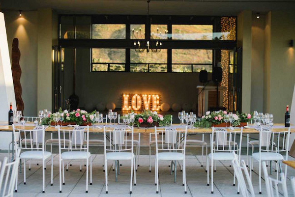 Reception Decor with Marquee Letter Lights