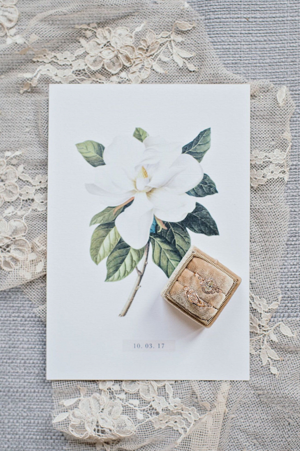 Rings in Velvet Box with Botanical Print
