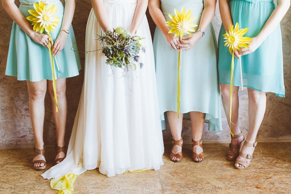 Bridesmaids with Paper Flowers