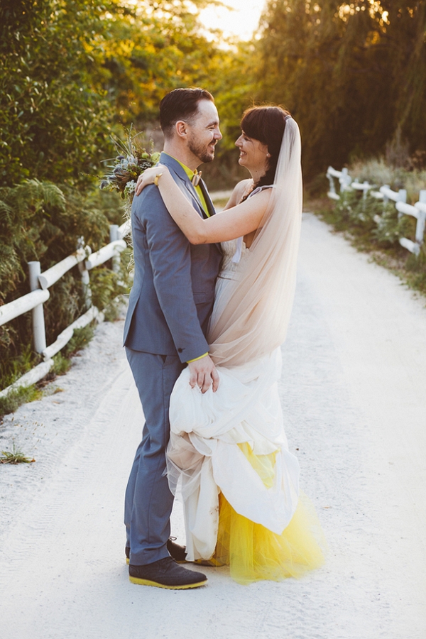 Wedding Dress with Yellow Underskirt