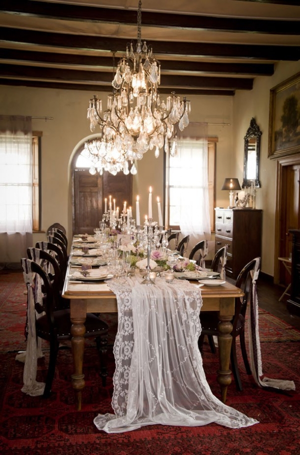 Lace draped table