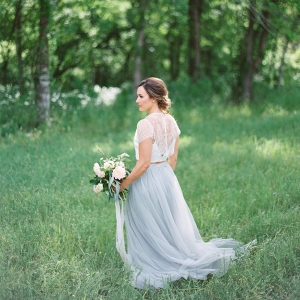 Blue and White Two Piece Wedding Dress