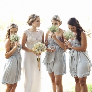 Pale blue bridesmaid dresses