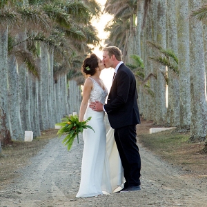 Bride and Groom on Tropical Lane