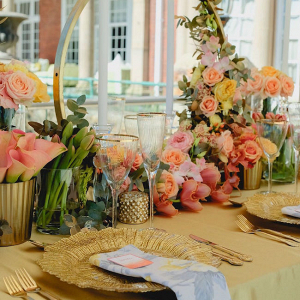 Tablescape with Hoop Centerpiece