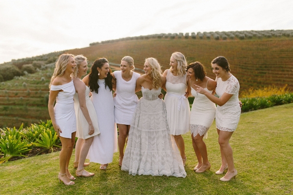Mismatched White Bridesmaid Dresses