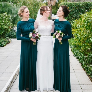 Long green bridesmaid dresses