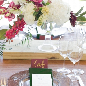 Emerald and Burgundy Place Setting