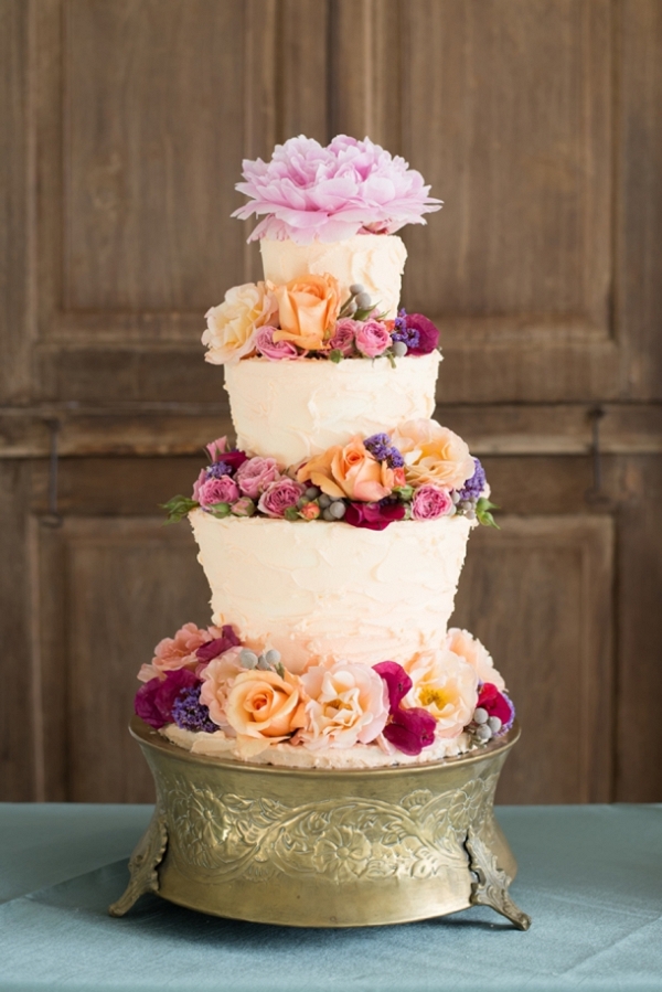Opulent Floral Tiered Wedding Cake