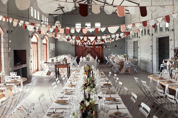 Reception Decor with Doily Bunting