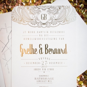 Gold foil wedding invitations