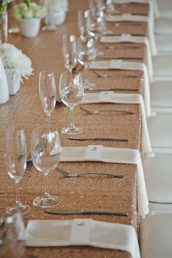 Gold sequin tablecloth