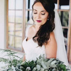 Bride with Oversize Greenery Bouquet