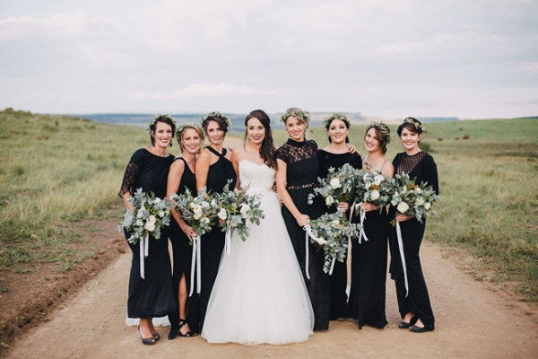 Bridesmaids in Black Gowns