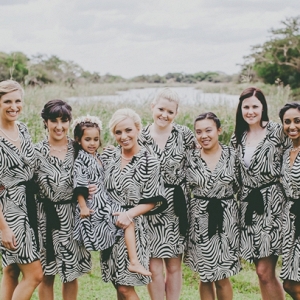 Bridesmaids in Zebra Print Robes