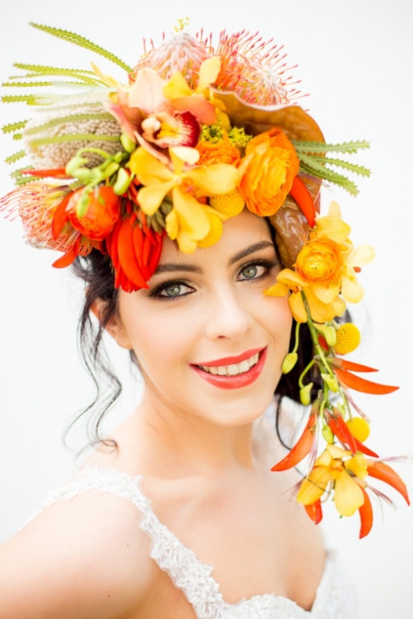 Bright tropical flower crown