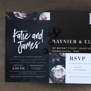 Black Floral Print Wedding Invitation