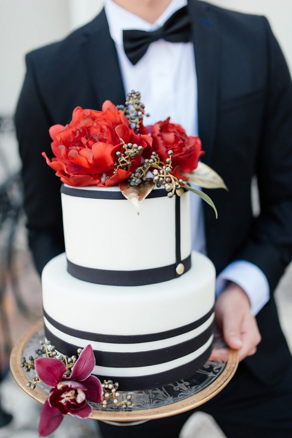 Tuxedo inspired wedding cake
