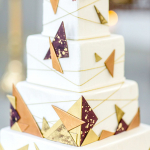 Modern Geometric Metallic Wedding Cake