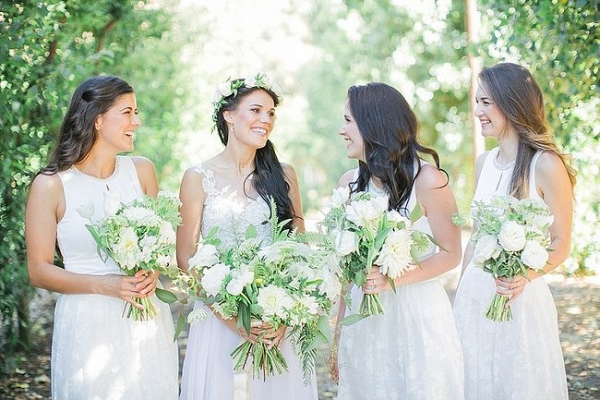 Bridesmaids in White Dresses