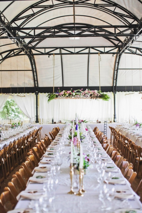 Long tables with vintage decor