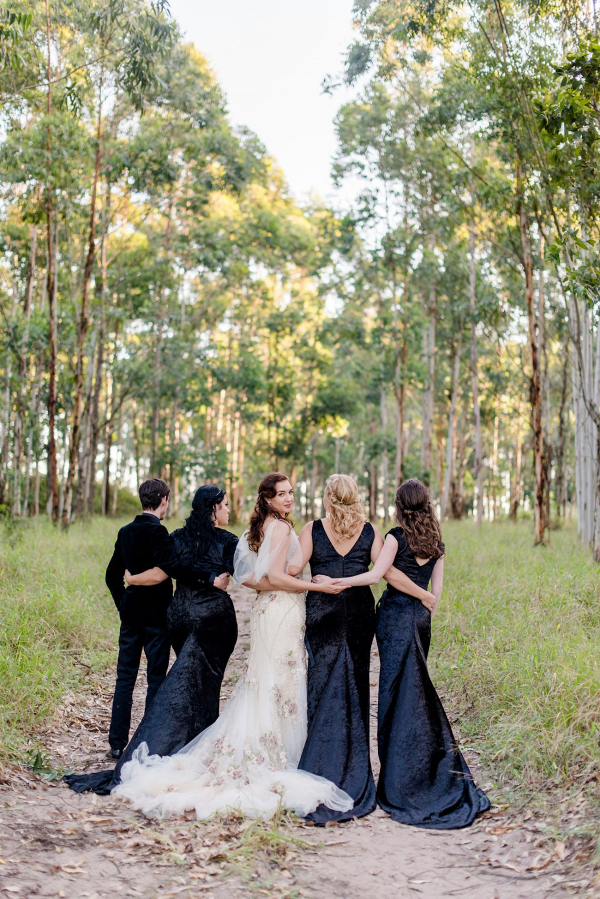Black Velvet Bridesmaid Dresses
