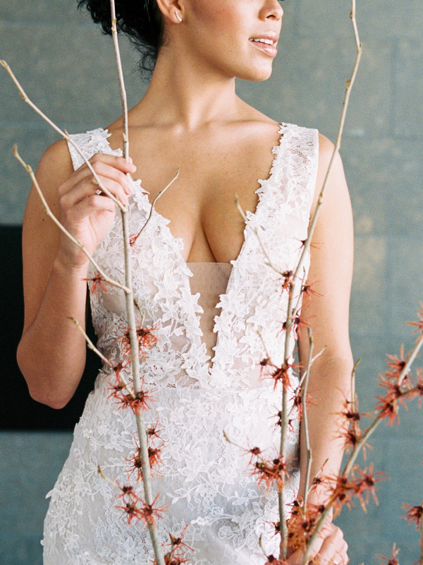 Lace Plunge V Wedding Dress