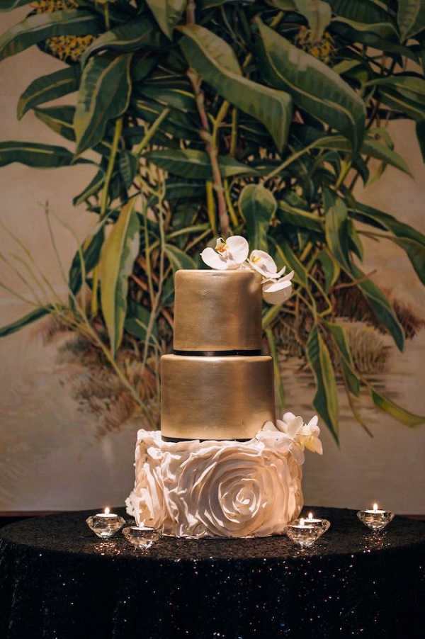 Gold and Ruffle Wedding Cake