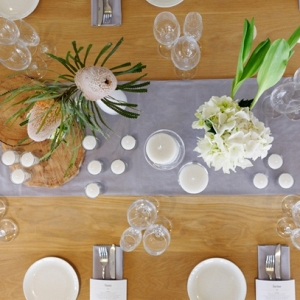 Tablescape with Banksia Centerpiece