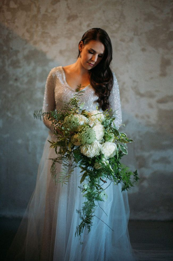 Sparkle Bodice Wedding Dress & Statement Bouquet