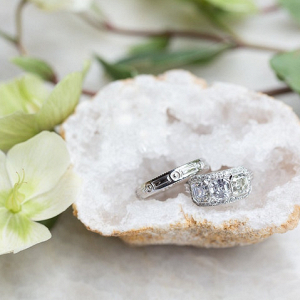 Wedding Rings with Crystal Geode