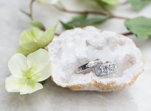 Wedding Rings with Crystal Geode