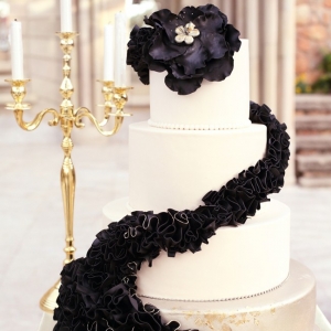 Black ruffle wedding cake
