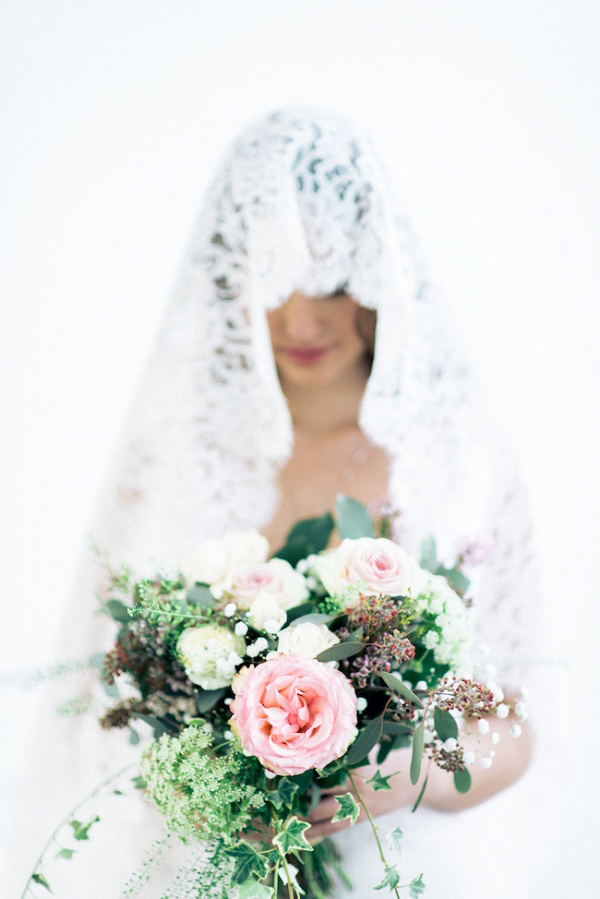 Bride in Mantilla Veil