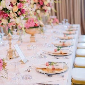 Tablescape with Gold & Pink Accents