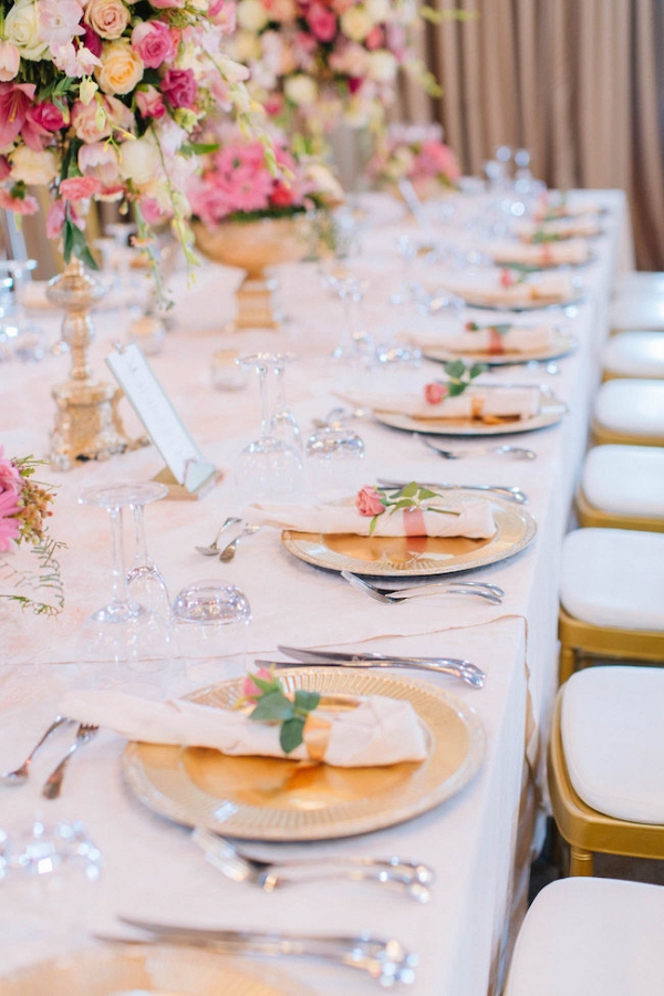 Tablescape with Gold & Pink Accents