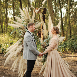 Bohemian Pampas Arch for Forest Ceremony